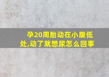 孕20周胎动在小腹低处,动了就想尿怎么回事