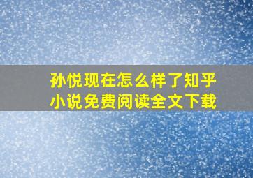 孙悦现在怎么样了知乎小说免费阅读全文下载