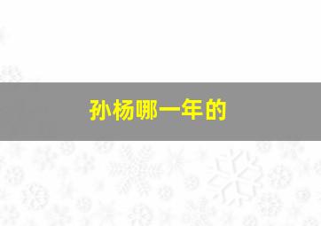 孙杨哪一年的