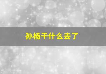 孙杨干什么去了