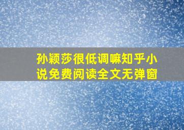 孙颖莎很低调嘛知乎小说免费阅读全文无弹窗