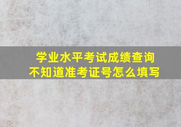 学业水平考试成绩查询不知道准考证号怎么填写