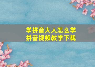 学拼音大人怎么学拼音视频教学下载