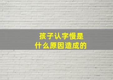 孩子认字慢是什么原因造成的