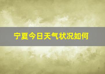 宁夏今日天气状况如何