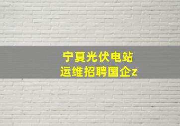 宁夏光伏电站运维招聘国企z