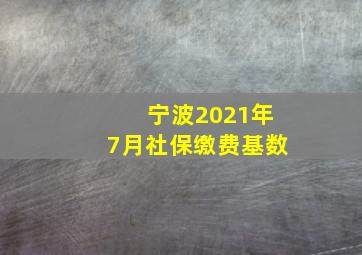 宁波2021年7月社保缴费基数