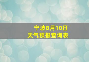 宁波8月10日天气预报查询表