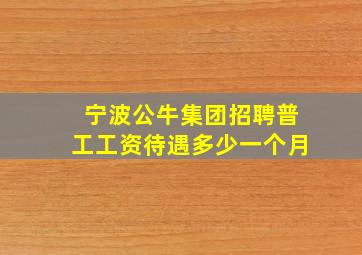 宁波公牛集团招聘普工工资待遇多少一个月