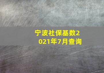 宁波社保基数2021年7月查询