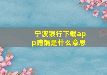 宁波银行下载app赠锅是什么意思