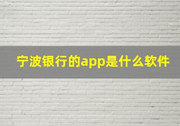 宁波银行的app是什么软件