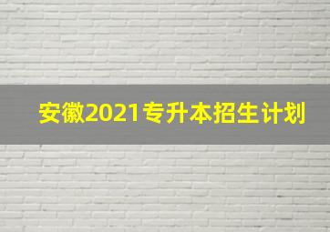 安徽2021专升本招生计划