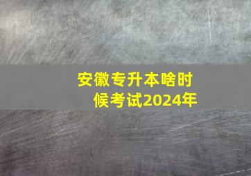 安徽专升本啥时候考试2024年