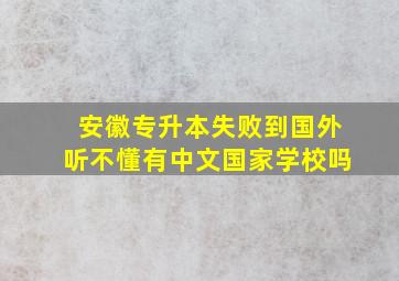 安徽专升本失败到国外听不懂有中文国家学校吗