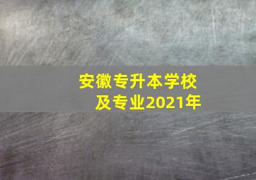 安徽专升本学校及专业2021年