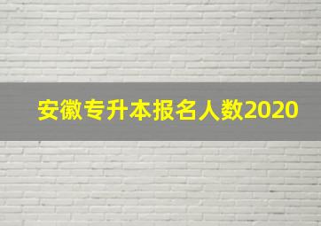 安徽专升本报名人数2020