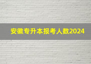 安徽专升本报考人数2024