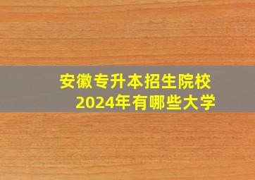 安徽专升本招生院校2024年有哪些大学