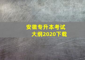 安徽专升本考试大纲2020下载