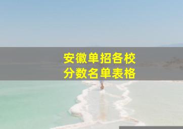 安徽单招各校分数名单表格