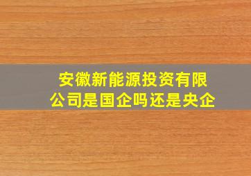 安徽新能源投资有限公司是国企吗还是央企