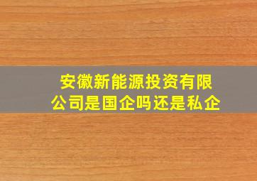 安徽新能源投资有限公司是国企吗还是私企