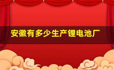 安徽有多少生产锂电池厂