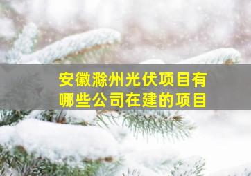 安徽滁州光伏项目有哪些公司在建的项目