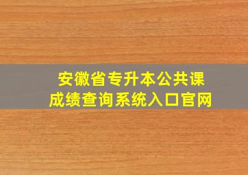 安徽省专升本公共课成绩查询系统入口官网