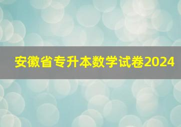 安徽省专升本数学试卷2024