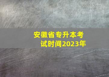 安徽省专升本考试时间2023年