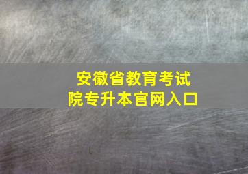 安徽省教育考试院专升本官网入口