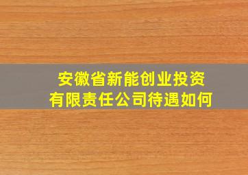 安徽省新能创业投资有限责任公司待遇如何