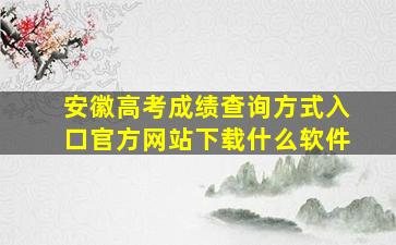 安徽高考成绩查询方式入口官方网站下载什么软件