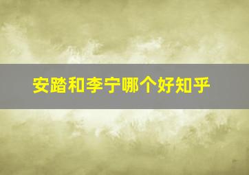 安踏和李宁哪个好知乎