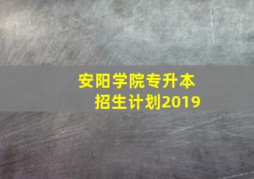 安阳学院专升本招生计划2019