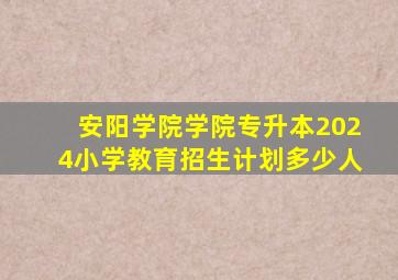 安阳学院学院专升本2024小学教育招生计划多少人