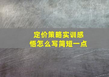 定价策略实训感悟怎么写简短一点