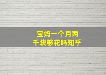 宝妈一个月两千块够花吗知乎