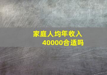 家庭人均年收入40000合适吗