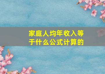 家庭人均年收入等于什么公式计算的