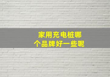 家用充电桩哪个品牌好一些呢