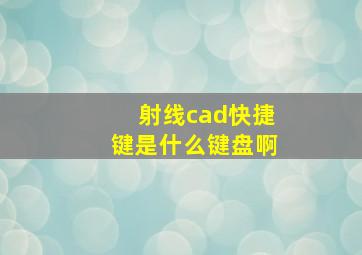 射线cad快捷键是什么键盘啊