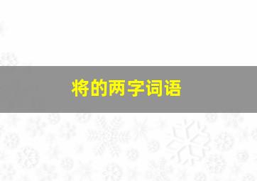 将的两字词语