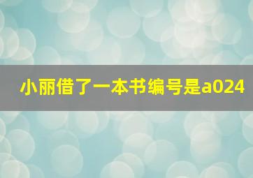 小丽借了一本书编号是a024