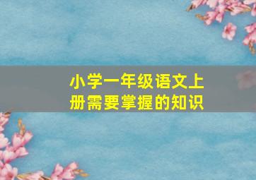 小学一年级语文上册需要掌握的知识