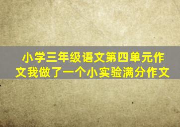 小学三年级语文第四单元作文我做了一个小实验满分作文