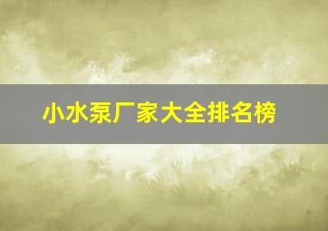 小水泵厂家大全排名榜