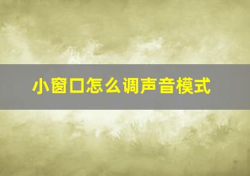 小窗口怎么调声音模式